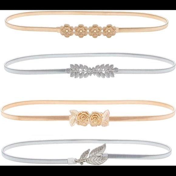HaoPiDai Brand Gold Belts For Women Dress Skinny Luxury Elastic Waist Metal Chai